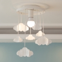 White 1-Light Kids Room Pendant Light with Hanging Clouds 