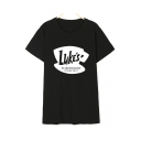LUKE'S Letter Printed Round Neck Short Sleeve Graphic Tee