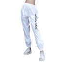 TOUCH THE FUTURE Letter Printed Elastic Waist Loose Pants
