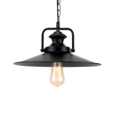 Industrial Style 1 Bare Bulb Warehouse Pendant Light with Metal Railroad Shade