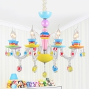 Shabby Chic Chandelier Candle Style Kid Girl Bedroom Living Room Chandelier with Crystal Balls 