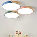 Macaron Modern Acrylic Round Flushmount Kids Bedroom LED Ceiling Light in Warm/White