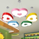 Acrylic Heart Pendant Light Contemporary Colorful Girls Room LED Hanging Light in White/Third Gear