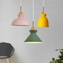 Modern Simple Style LED Light Hanging Fixture for Small Living Room (Yellow/Grey/White/Pink/Green)