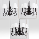 White Shaded Chandelier Lighting Traditional Style Fabric 3/5/6 Lights Suspension Light