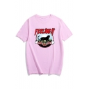 FEELING IT Letter Leopard Printed Round Neck Short Sleeve Tee