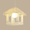 Decroative Natural Rope House Shade One Light Hanging Pendant 