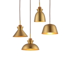 One Bulb Simple Style Hanging Lamp in Satin Brass Finish Different Shades for Choice