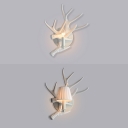 Plastic Antler Wall Mount Light Rustic Style Single Head Wall Light Sconce in White for Corridor