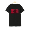 STAR Letter Graphic Printed Long Sleeve Leisure T-Shirt