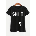 SHIRT Letter Printed Round Neck Short Sleeve Tee
