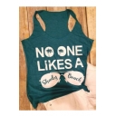 NO ONE LIKES Letter Graphic Printed Round Neck Sleeveless Tank