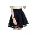 High Waist Lace Patchwork Mini A-Line Skirt