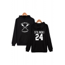 Letter Number Graphic Printed Long Sleeve Casual Hoodie