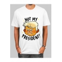 NOT MY [RESIDENT Letter Cartoon Character Printed Round Neck Short Sleeve T-Shirt