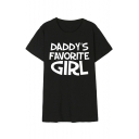 DADDY'S FAVORITE GIRL Letter Printed Round Neck Short Sleeve Tee
