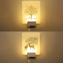 Simple Rectangular Shade LED Bedroom Wall Lamp in Nature-Inspired Style