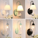 Nordic Simple Style One Light Wall Sconce with Clear/Frosted Glass Shade in 3 Optional Colors