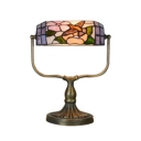 Tiffany Style Bank Lamp 1 Light Table Lamp with Multicolored Glass Shade