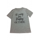 IT'S WAY Letter Printed Round Neck Short Sleeve T-Shirt