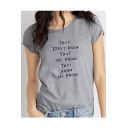 THEY DON'T KNOW Letter Colorful Pot Printed Round Neck Short Sleeve T-Shirt