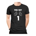 THIS GUY Letter Gesture Printed Round Neck Short Sleeve T-Shirt