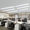 Long White Finish Acrylic Lampshade Led Linear Chandelier in Modern Minimalist Lights for Office