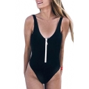 Contrast Buckle Straps Sleeveless Hollow Out Unique Bikini