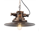 Distressed Bronze Open Bulb Restaurant Cafe Pendant Lighting in Heavy Industrial Style