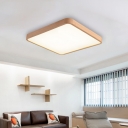 Flush Mount Home Fixture Lamp Wooden Frame Led Rectangular Ceiling Lights 11.8