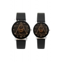 Geometric Pattern Leather Quartz Watch for Couple