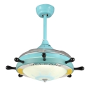 Light Blue Finish Frosted Glass Shade Ceiling Fan in Nautical Style for Bedroom 36