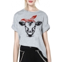 Chic Goat Printed Short Sleeve Round Neck T-Shirt