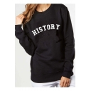 HISTORY Letter Printed Round Neck Long Sleeve Sweatshirt