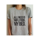 ALL I NEED Letter Printed Short Sleeve Round Neck T-Shirt