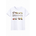 Cute Cartoon Animal Letter Printed Round Neck Short Sleeve T-Shirt