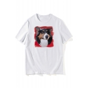 Casual Dog Printed Round Neck Short Sleeve Summer Tee