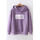 LOVE EVERYTHING Letter Embroidered Applique Long Sleeve Hoodie