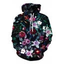 3D Floral All Over Print Long Sleeve Unisex Hoodie
