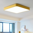 Modern Macaroon Style Yellow/Green Square Led Ceiling Lights 27/36/58W Surface Mount Lighting with Warm White Light in Acrylic Lampshade
