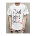 THINK Letter Graphic Printed Round Neck Short Sleeve T-Shirt