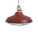 Mahogany Finish Vintage 1-Light Pendant Lamp with Wire Guard Barn Shade for Restaurant Coffee House