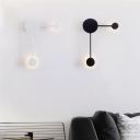 Inward Light Direction Led Post Modern Wall Light Decorative 8W 2-Led Round Wall Lighting in Matte Black/White for Living Room Bedroom Hallway