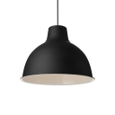 Simple Style One Light Black Dome Shade Pendant Lighting with White Inner Finish for Restaurant