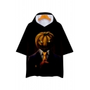 Pumpkin Character Printed Short Sleeve Hooded Tee