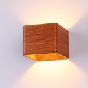 Dark Wood Grain Small Wall Sconce 6W 3000K/6000K Hollow Square Led Wall Light Not Dimmable Bedside TV Wall Porch Cubic Led Wall Lighting