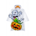 Ghost Pumpkin Printed Short Sleeve Hooded Tee