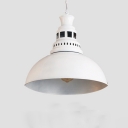 Industrial Pendant Light Retro in White/Black Finish with Dome Shade