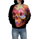 3D Colorful Skull Print Long Sleeve Hoodie