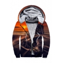 Sunset Landscape Long Sleeve Zip Up Plush Lined Hoodie
